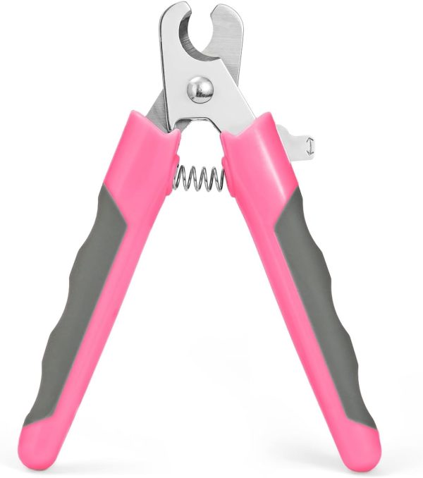 Pet Nail Clippers U07.3, Professional Claw Trimmer, Scissor for Cats, Dogs, Puppies, Kittens, Hamsters, Rabbits and Small Animals, Sharp, Safe, M, Grey/Pink
