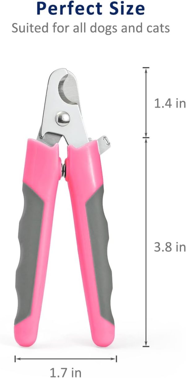 Pet Nail Clippers U07.3, Professional Claw Trimmer, Scissor for Cats, Dogs, Puppies, Kittens, Hamsters, Rabbits and Small Animals, Sharp, Safe, M, Grey/Pink - Image 2