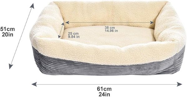 24-Inch Machine Washable Self Warming Pet Bed For Cat or Dog, Rectangle, Grey, 24"L x 20"W x 7"H - Image 2