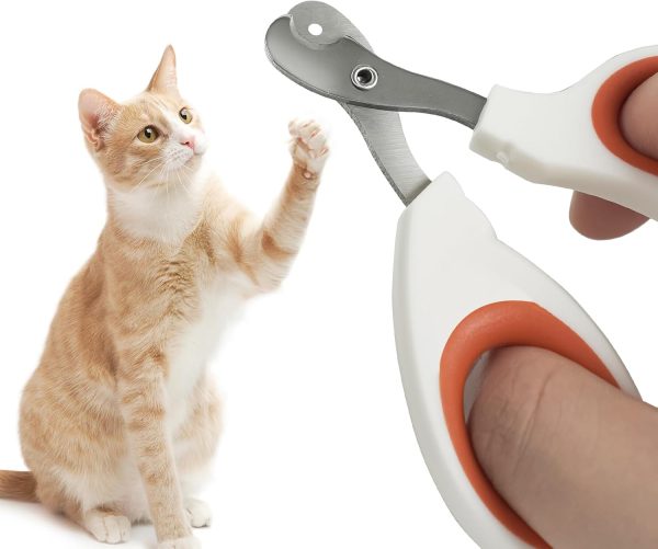 Cat Nail Clippers with Circular Cut Hole -Avoid Over Cutting Pet Nail Clippers -Sharp Angled Blade Professional Paw Trimmer Set for Novice Pet Families (Orange) - Image 2