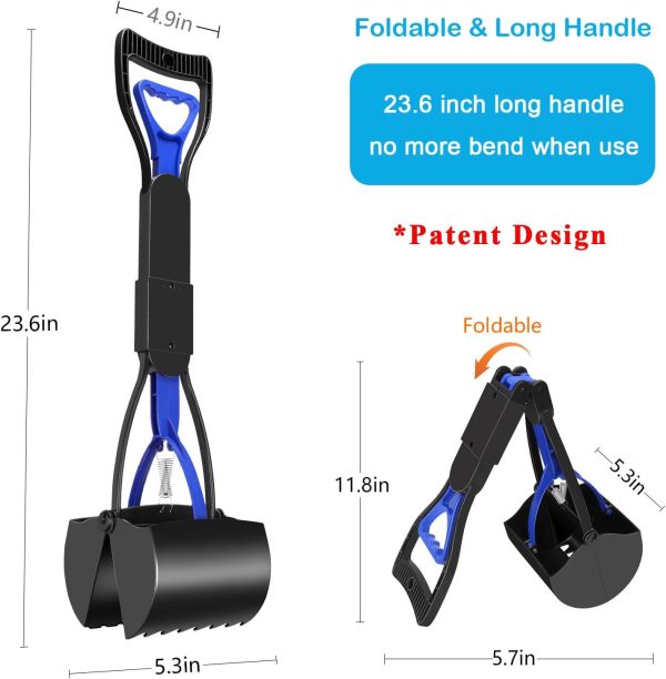 Pooper Scooper for Large Small Dogs, Folding Dog Poop Scooper, Durable Spring and Premium Materials，Easy to Use for Grass, Dirt, Gravel Pick Up Shovel - Image 2