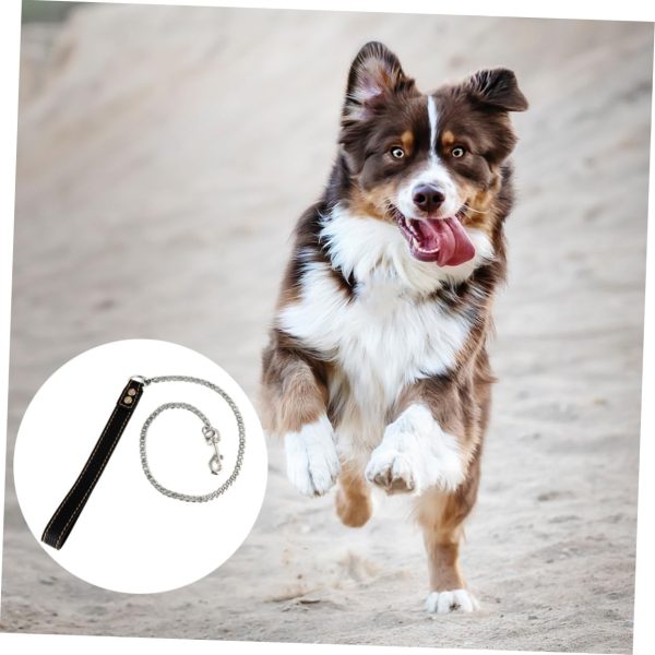 1Pc Stainless Steel Dog Leash Flat Chain Traction Rope for Pets Durable Comfortable Pet Hauling Cable for Walking and Training - Image 2