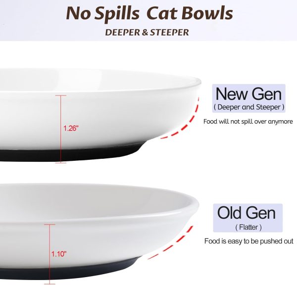 No Spill Cat Bowls,Cat Food Bowl,Anti Whisker Fatigue Healthy Ceramic Cats Dishes Set for Indoor Cats,Shallow Wide Kitten Plates for Food and Water,Non-Slip Silicone Bottom,3 Pack - Image 2