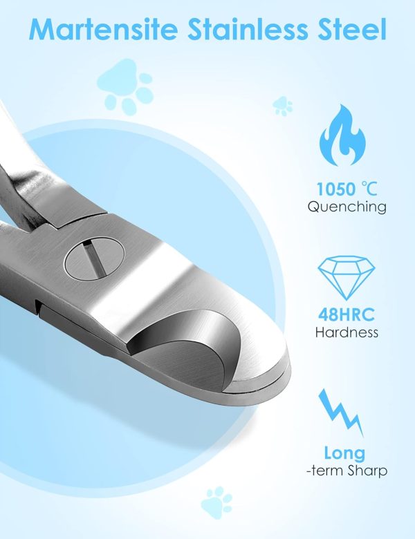 Upgrade Wide Open Dog Nail Clippers for Large Dogs Cut Like Butter, Heavy Duty Dog Nail Trimmer Full Metal Razor Sharp Professional for All Dogs Cats with Thick Toenail - Image 2