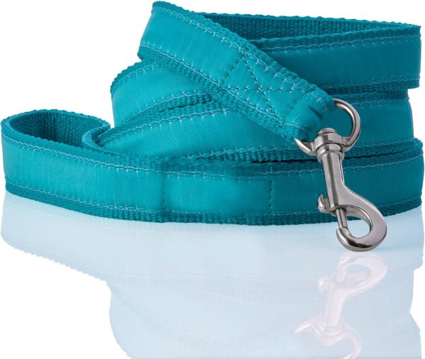 Recycled Ribbon Dog Leash 7 Ft. for All Pet Breeds, Turquoise, One Size