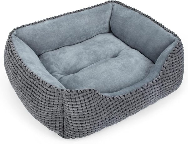 Dog & Cat Bed - Washable Orthopedic Sofa, Rectangle, Anti-Slip Bottom, Multiple Sizes (20'', Grey)