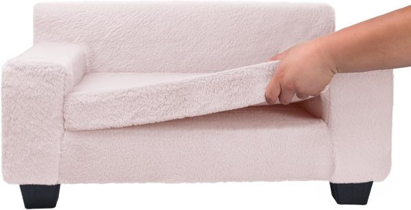 Faux Fur Pet Sofa Furniture for Small Dogs & Cats, with Ultra Comfy Supportive Foam and Soft Surface, Durable Indoor Pet Furniture, 28.5" x 19" x 15", Powder Pink - Image 2