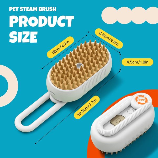Cat Steam Brush for Shedding with Foldable Handle 4 in 1 Rechargeable Steam Brush for Cats and Dogs,Haired Pets Spritz Defur Comb for Cats Pet Spray Grooming Tool for Hair Removal & Massage - Image 2
