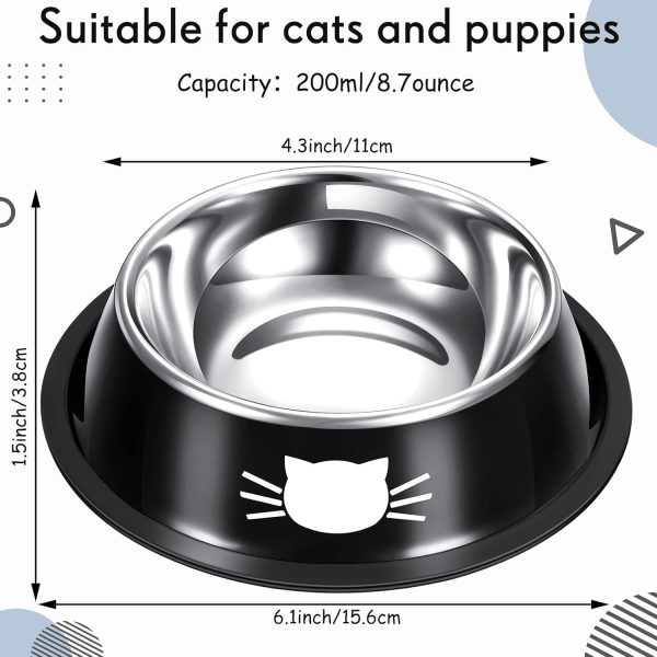 10 Pack Cat Bowlstainle SSS Steel Cat Food and Water Bowls with Rubber Base Anti Slip Pet Food Container Small Pet Container Stackable Feeding - Image 2