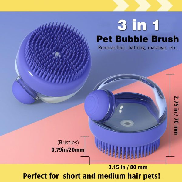 Dog Bath Scrubber Brush, 2 PCS Pet Dog Grooming Massage Shampoo Bath Brush with Soap and Shampoo Dispenser Soft Silicone Bristle for Long Short Haired Dogs Cats Shower - Image 2