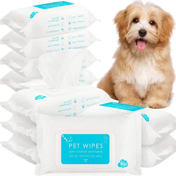 10 Packs of 800 Dog Wipes Pet Wipes Cat Grooming Supplies for Paws, Butt, Ear, Skin, Eye, Body Cleaning Bath Stain Odor Remover, Home or Travel Use(Unscented)