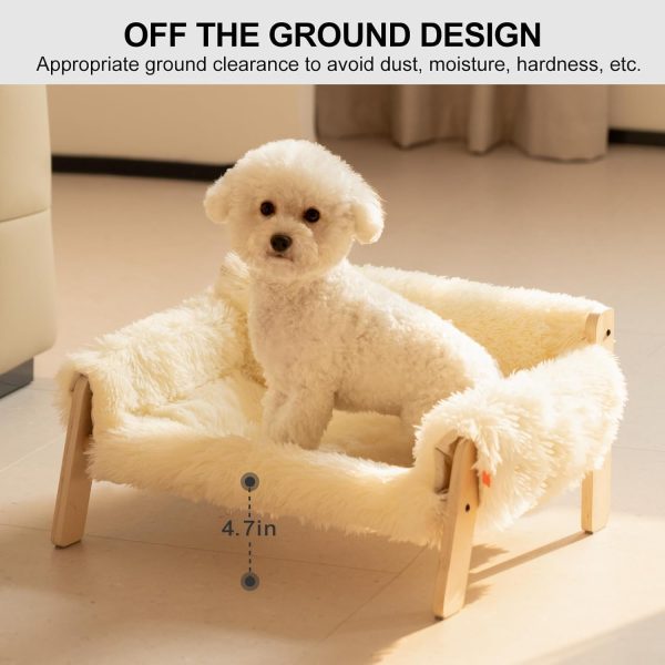 Cat Couch Bed, Pet Sofa for Indoor Cats Wooden Indoor Elevated Cat Beds with Removable Mattress Cover Suitable for Kitty, Puppy or Small Animal (Beige, Medium) - Image 2