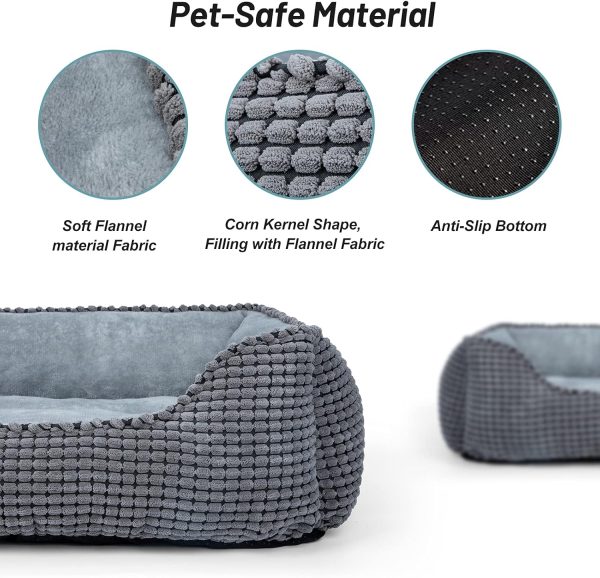 Dog & Cat Bed - Washable Orthopedic Sofa, Rectangle, Anti-Slip Bottom, Multiple Sizes (20'', Grey) - Image 2