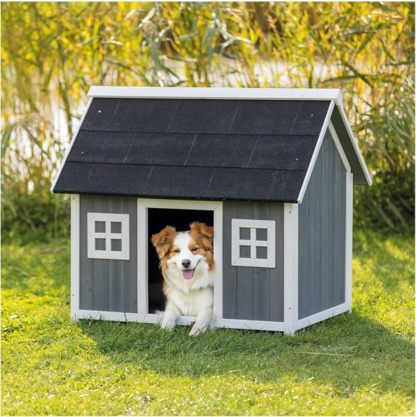 Barn Style Dog House – Dog House for Medium Dogs with Weatherproof Sealer & Peaked Roof, Wooden Dog House with Adjustable Legs for Small to Medium-Sized Dogs – 41 x 27.75 x 36 in - Image 2