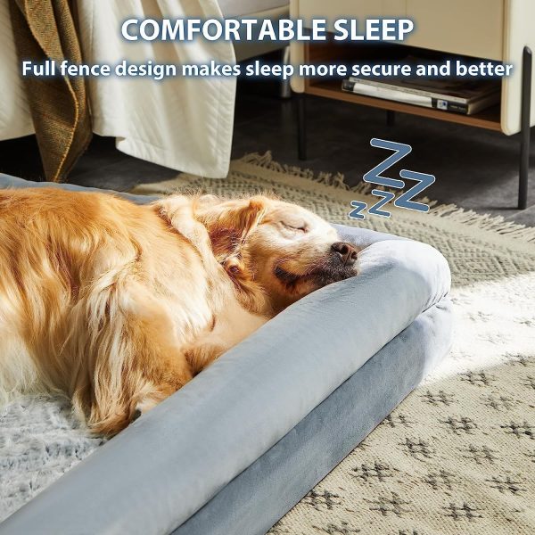 Washable Dog Beds for Large Dogs, XL Dog Couch, Orthopedic Dog Sofa Bed with Removable & Waterproof Cover, Extra Large Dog Bed with Bolster Sides for Sleeping, Big Dog Couch Bed with Sides - Image 2