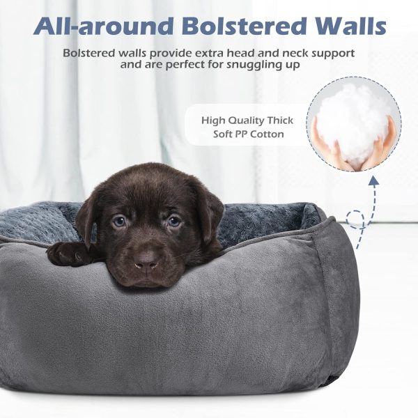 Dog Bed for Large Medium Small Dogs/Puppy, Rectangle Washable, Orthopedic, Soft Calming Sleeping Durable Pet Cuddler with Anti-Slip Bottom S(20"x19"x6") - Image 2