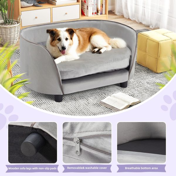 Elevated Dog Couch Bed, Soft Pet Sofa for Small Dogs and Cats, Modern Pet Furniture, Easy to Clean, Perfect for Puppies and Little Breeds, Gray - Image 2